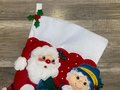 NEW Christmas Stocking JUMBO BUCILLA Mr & Mrs Santa Claus Handmade From Vintage 1996 Kit #83399 Vintage Christmas Decor Retro