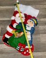 NEW Christmas Stocking JUMBO BUCILLA Mr & Mrs Santa Claus Handmade From Vintage 1996 Kit #83399 Vintage Christmas Decor Retro