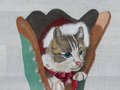 Vintage Susan Roberts Christmas Stocking New Handpainted CAT Needlepoint Canvas C-114 Holiday Stockings