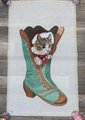 Vintage Susan Roberts Christmas Stocking New Handpainted CAT Needlepoint Canvas C-114 Holiday Stockings