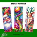 5 Printable Holiday Bookmarks | Christmas Bookmarks | Digital Bookmarks | Santa Bookmark | Winter Bookmarks