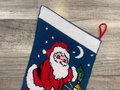 Vintage Christmas Stocking | Bucilla 60522 Finished Kit | Needlepoint Holiday Stockings | Completed 1980's Stocking