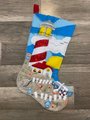 Christmas Stocking | Finished Bucilla Kit | Sea Shore Lighthouse Holiday Stocking | Handmade Stockings | Holiday Stockings |