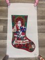 Christmas Stocking Vintage LIZ Susan Roberts Handpainted On Santa's Knee Needlepoint Canvas Tapestry Tent Liz Goodrich Dillon ML