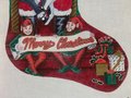 Christmas Stocking Vintage LIZ Susan Roberts Handpainted On Santa's Knee Needlepoint Canvas Tapestry Tent Liz Goodrich Dillon ML