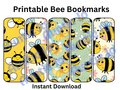 Printable Bookmarks | 5 Fuzzy Bumble Bee Bookmarks | Rounded Corner Bookmarks | Digital Bookmarks | Shiny Bookmarks | Spring Bookmarks