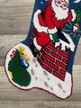Vintage Christmas Stocking | Bucilla 60522 Finished Kit | Needlepoint Holiday Stockings | Completed 1980's Stocking