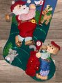 Family Christmas Stocking, FINISHED Bucilla Kit, Handmade Vintage Santa Golfing Stocking Holiday Stocking, Wall Decor, Personalized Stocking