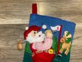 Family Christmas Stocking, FINISHED Bucilla Kit, Handmade Vintage Santa Golfing Stocking Holiday Stocking, Wall Decor, Personalized Stocking