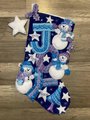 Embroidered Christmas Stocking | Finished BUCILLA Kit | Joy Snowmen Christmas Stocking | #86328 Snowman Stocking | Maria Stanziani