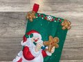 Christmas Stocking FINISHED Bucilla Gingerbread Santa From Kit #86442 Elf Cookies Candy Toys Handmade Hand Sewn Felt Stocking!