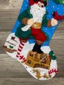 Pirate Santa Christmas Stocking, Rare Finished Bucilla Kit, Holiday Stockings, Embroidered Stockings, Personalized Stockings
