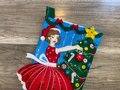 Family Christmas Stocking, FINISHED Bucilla Kit, Handmade Vintage Christmas Lady 89457E, Holiday Decor, Wall Decor, Personalized Stocking