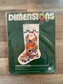 Vintage 1984 Dimensions Christmas Stocking Kit | Christmas A Visit With Santa Stocking Kit | Crewel Work Stocking | Family Stockings