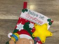 Family Christmas Stocking, FINISHED Bucilla Kit, Handmade Baby Bears Christmas 89310E Holiday Decor, Wall Decor, Personalized Stocking
