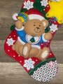 Family Christmas Stocking, FINISHED Bucilla Kit, Handmade Baby Bears Christmas 89310E Holiday Decor, Wall Decor, Personalized Stocking