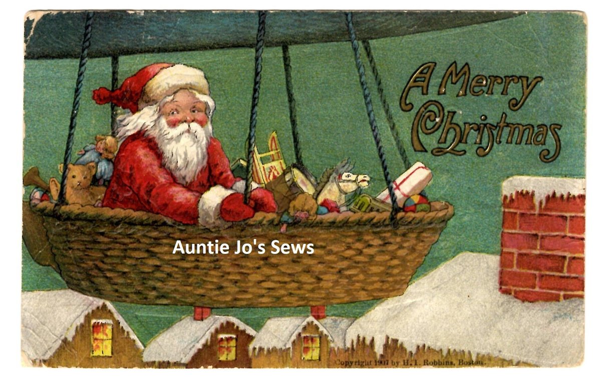 Vintage Santa Claus In Blimp Basket 1907 FULL Size Postcard - INSTANT DOWNLOAD - Junk Journal Printable - Scrapbooking - Gorgeous!
