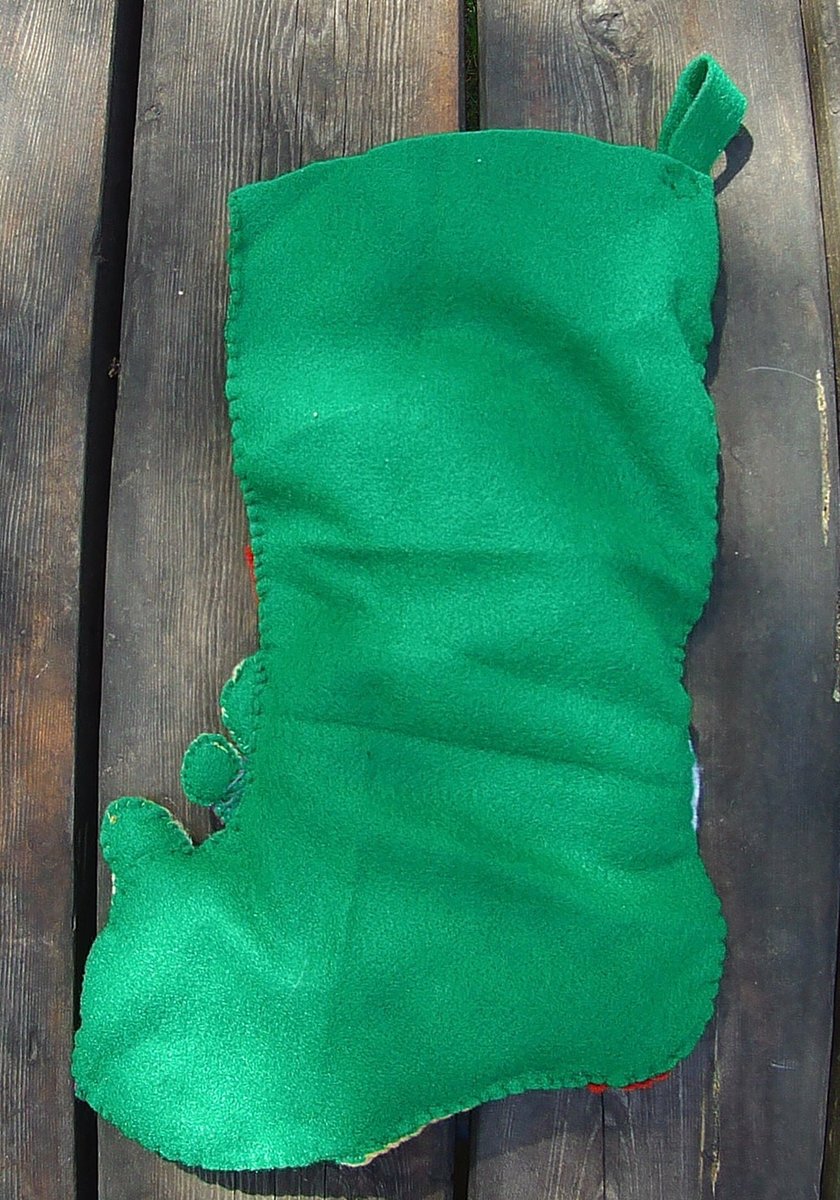 Finished Christmas Stocking TEDDY BEAR Dimensions Feltworks From Kit 8115 Baby Bear Gifts Presents Sweater Applique Felt Completed!