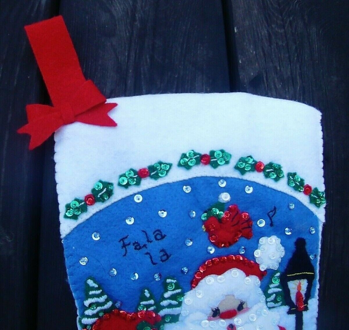 Christmas Stocking HANDMADE Bucilla Carolers From 84943 Singing Choir Felt Holiday Decor Finished Holiday Stocking Decor Santa Claus