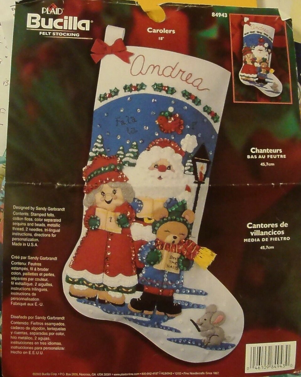 Christmas Stocking HANDMADE Bucilla Carolers From 84943 Singing Choir Felt Holiday Decor Finished Holiday Stocking Decor Santa Claus