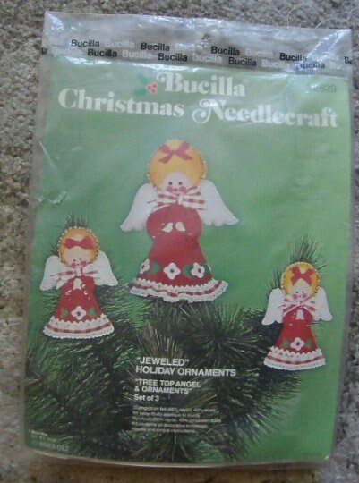 Adorable FINISHED Bucilla 1970's Handmade Angels Tree Topper & Ornament Set 2829 Ornament Table Topper Retro Christmas Decor Tree Trimming