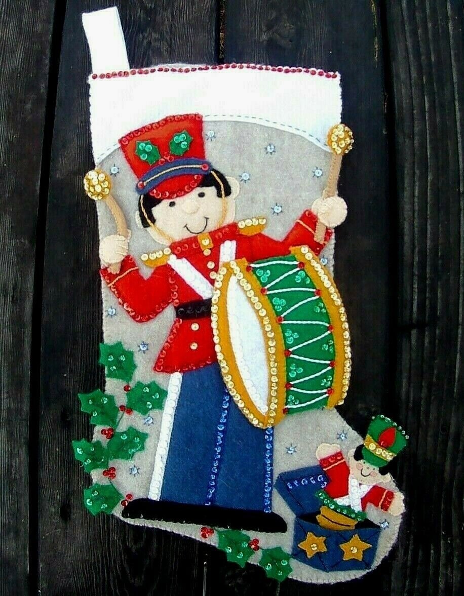 Musical Christmas Stocking | Finished HANDMADE Bucilla TOY SOLDIER | Maria Stanziani #85434 | Holiday Stocking | Personalized Stockings