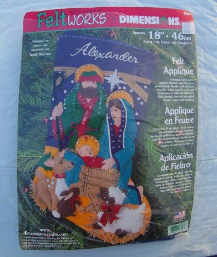 Christmas Stocking Vintage 90's HANDMADE Finished Dimensions Nativity HOLY FAMILY Baby Jesus Mary Joseph Religious Stocking