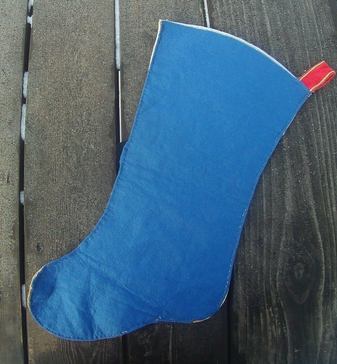 RARE Christmas Stocking Handmade JUMBO 1970's Vintage Bucilla Rooftop Visitor Santa Claus Embroidered STocking