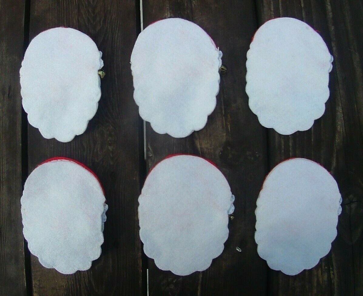 NEW Vintage HANDMADE FINISHED Santa Claus Face Silverware Pocket Sequin Felt Set Sequins Beads Bells Christmas Dinner Tableware Gift Idea