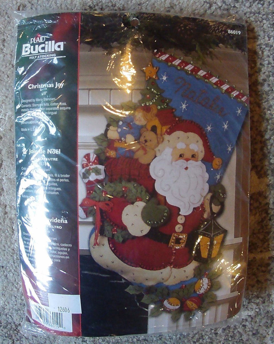 New Handmade Stocking | Bucilla Christmas Joy #86019 | Completed Embroidered Custom Holiday Stocking | Stockings with Name