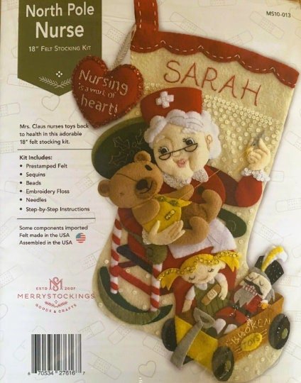 Custom Christmas Stocking | Merry Stockings | North Pole Nurse Mrs. Santa Claus | Stockings Wtih Name | Custom Stockings | Family Stockings
