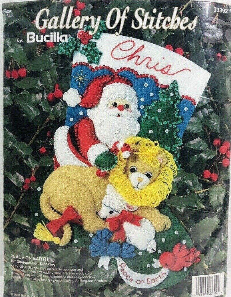 Custom Christmas Stockings, Handmade Bucilla Finished Kit, Peace on Earth, Holiday Stocking, Santa Claus Family Stockings