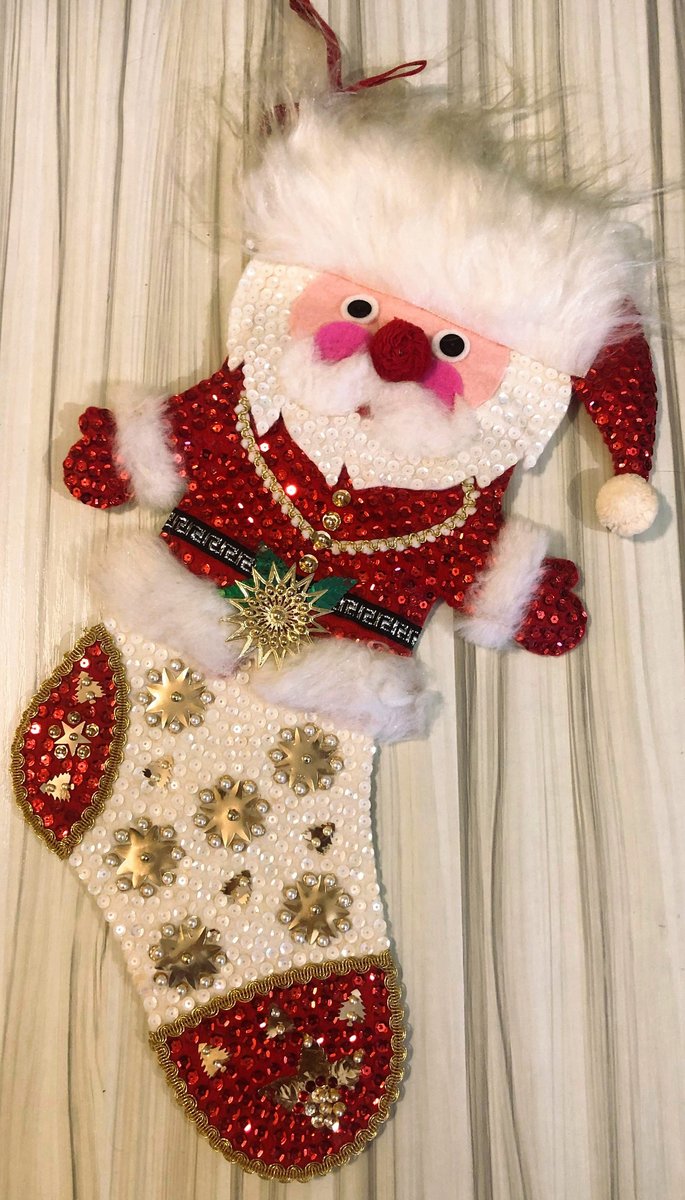 Christmas Stocking, Handmade GORGEOUS Holiday Stocking, Santa Claus, Custom Stockings, 1977 Walco Holiday Industries, Personalized Stocking