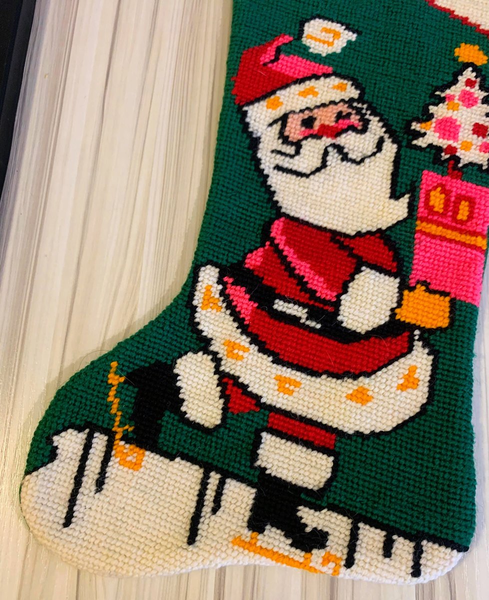 Christmas Stockings, Santa Claus Needlepoint Christmas Stocking, Vintage FINISHED Bucilla Kit #60300 Holiday Handmade Tapestry Needlework