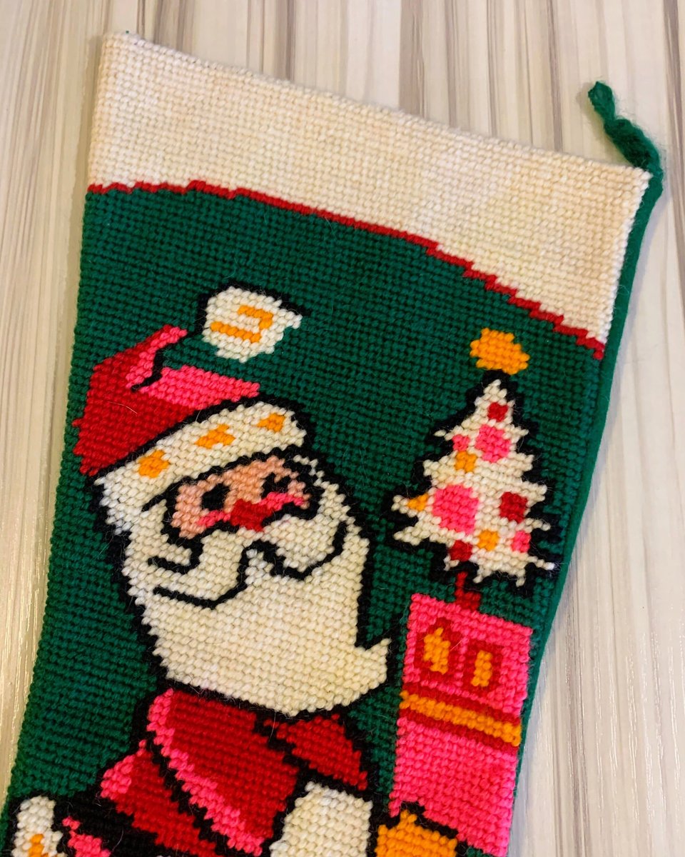 Christmas Stockings, Santa Claus Needlepoint Christmas Stocking, Vintage FINISHED Bucilla Kit #60300 Holiday Handmade Tapestry Needlework