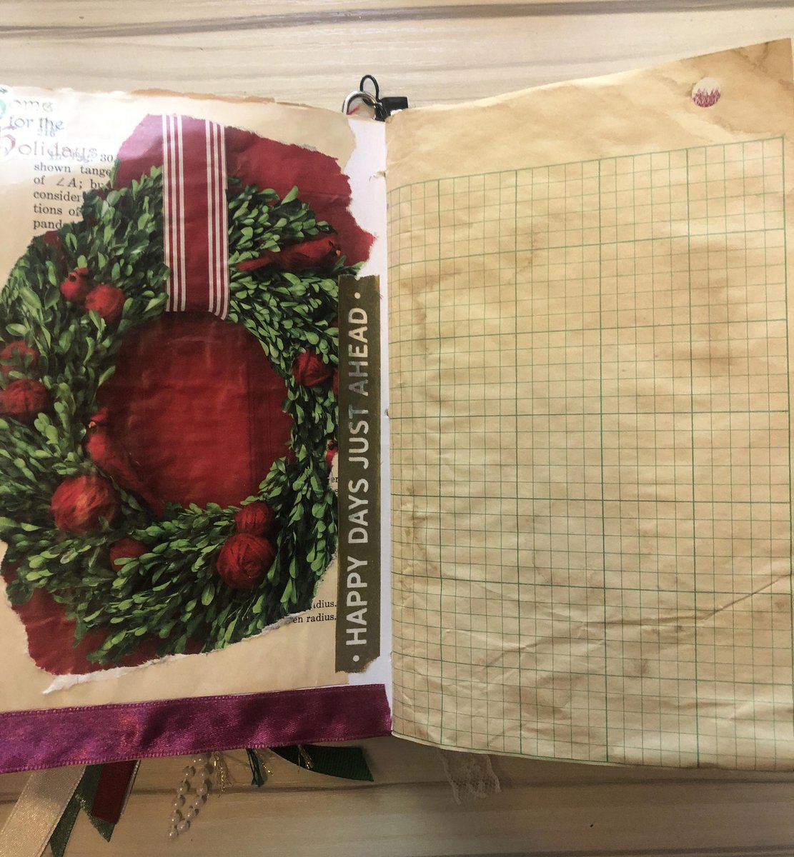 Christmas Junk Journal - MERRY CHRISTMAS 2 Signature Journal - Fun Journal Pages - Handmade and Upcycled! Journaling Crafting Scrapbooking