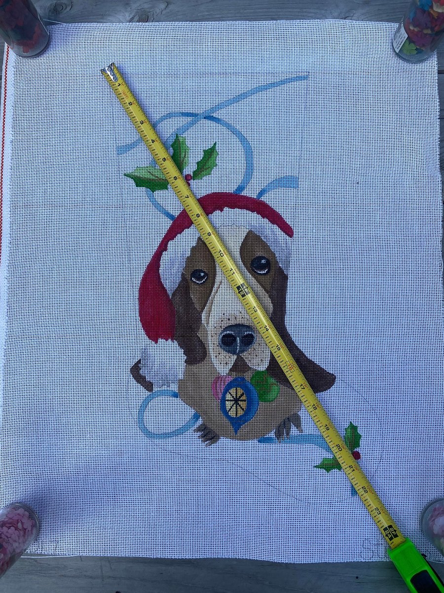 NEW Handpainted Holiday Hound STITCHES ST017 Needlepoint Christmas Stocking Canvas Holiday Decor Dog Puppy Pets