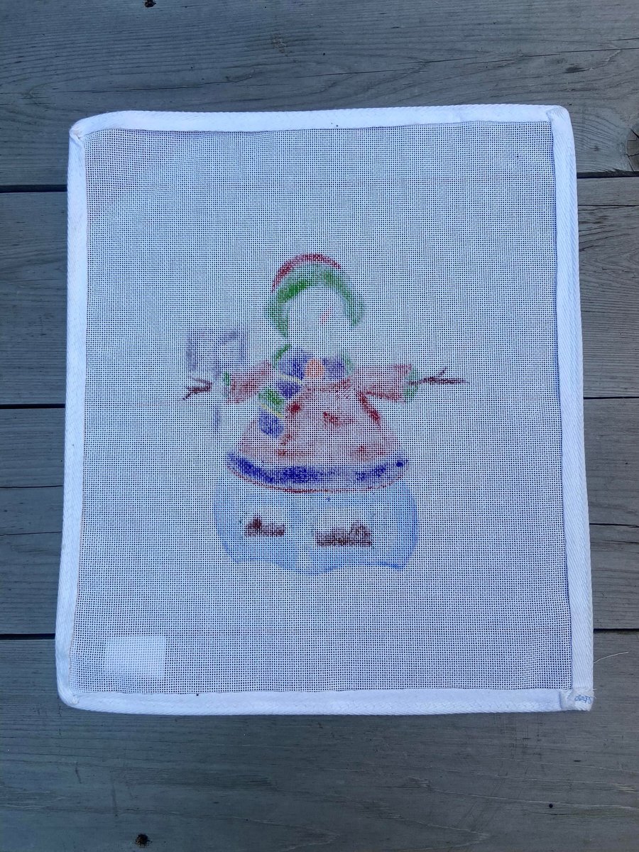 NEW Vintage BEAU GESTE Handpainted Needlepoint Christmas Canvas Snowman