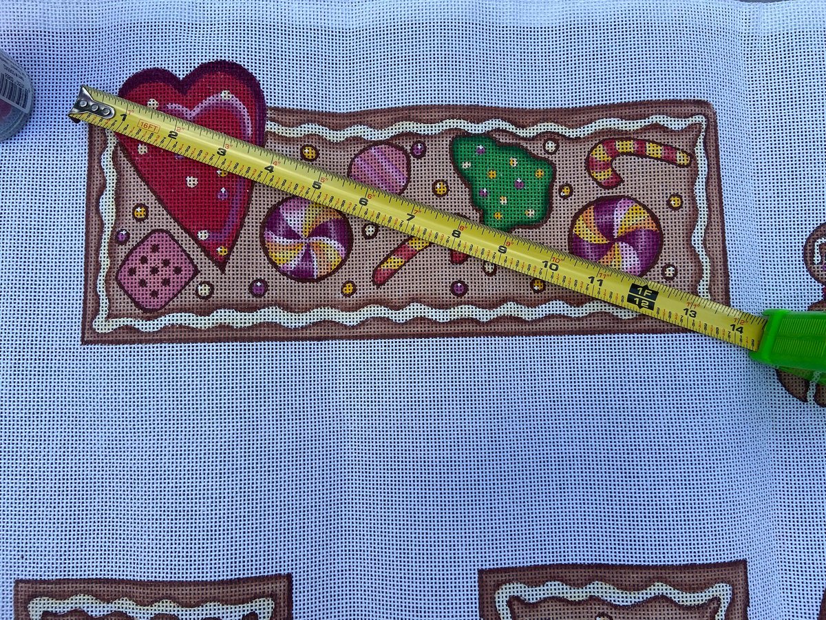Handpainted Needlepoint Christmas Canvas | Vintage GINGERBREAD FAMILY |