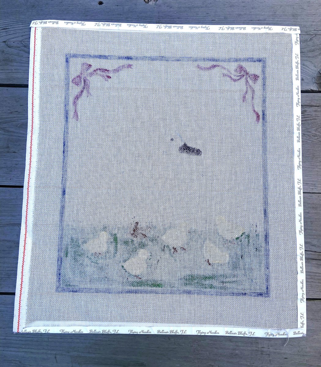 Handpainted Needlepoint Birth Announcement Canvas with Chicks Canvas Vintage Holiday Decor