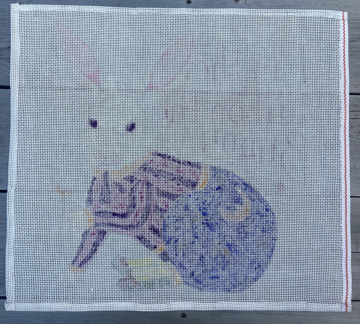 Handpainted Needlepoint Canvas, LARGE NEEDLEPOINT Canvas, Pin The Tail on The Bunny, New VINTAGE Cherubim