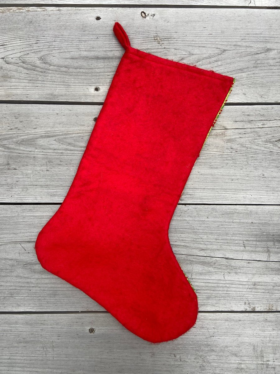 Handmade Christmas Stocking Vintage FINISHED 1980s Dimensions PATCHWORK STOCKING Christmas Holiday Stocking 9023