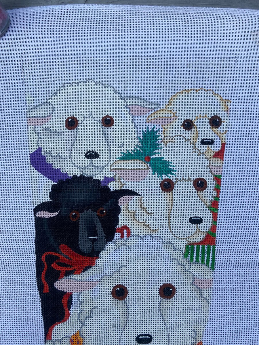 NEW Vintage Rare DEDE OGDEN Handpainted Needlepoint Christmas Stocking Canvas Baa Baa Black Sheep 853
