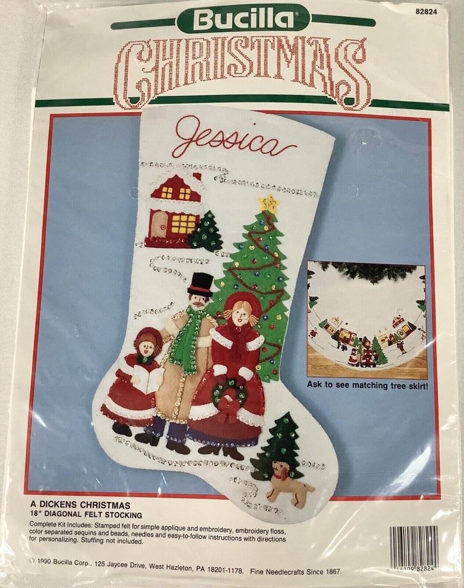 Bucilla Christmas Stockings Handmade DICKENS CHRISTMAS Festive Holiday Fun Gift Wall Art Decor