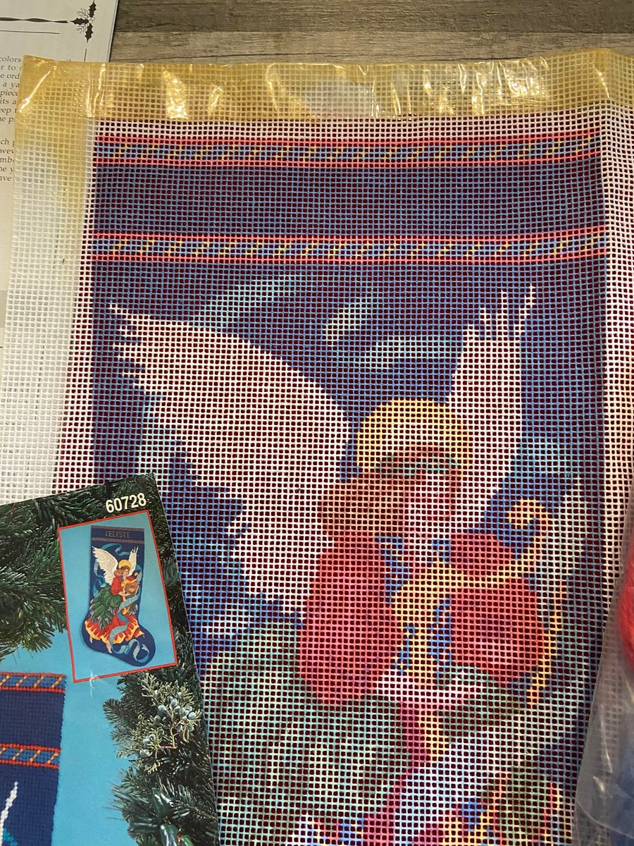 Christmas Stocking Kit | 1990s Bucilla HEAVENLY ANGEL | Needlepoint Stocking Kit 60728 | Christmas Holiday Kit | Religious Stocking
