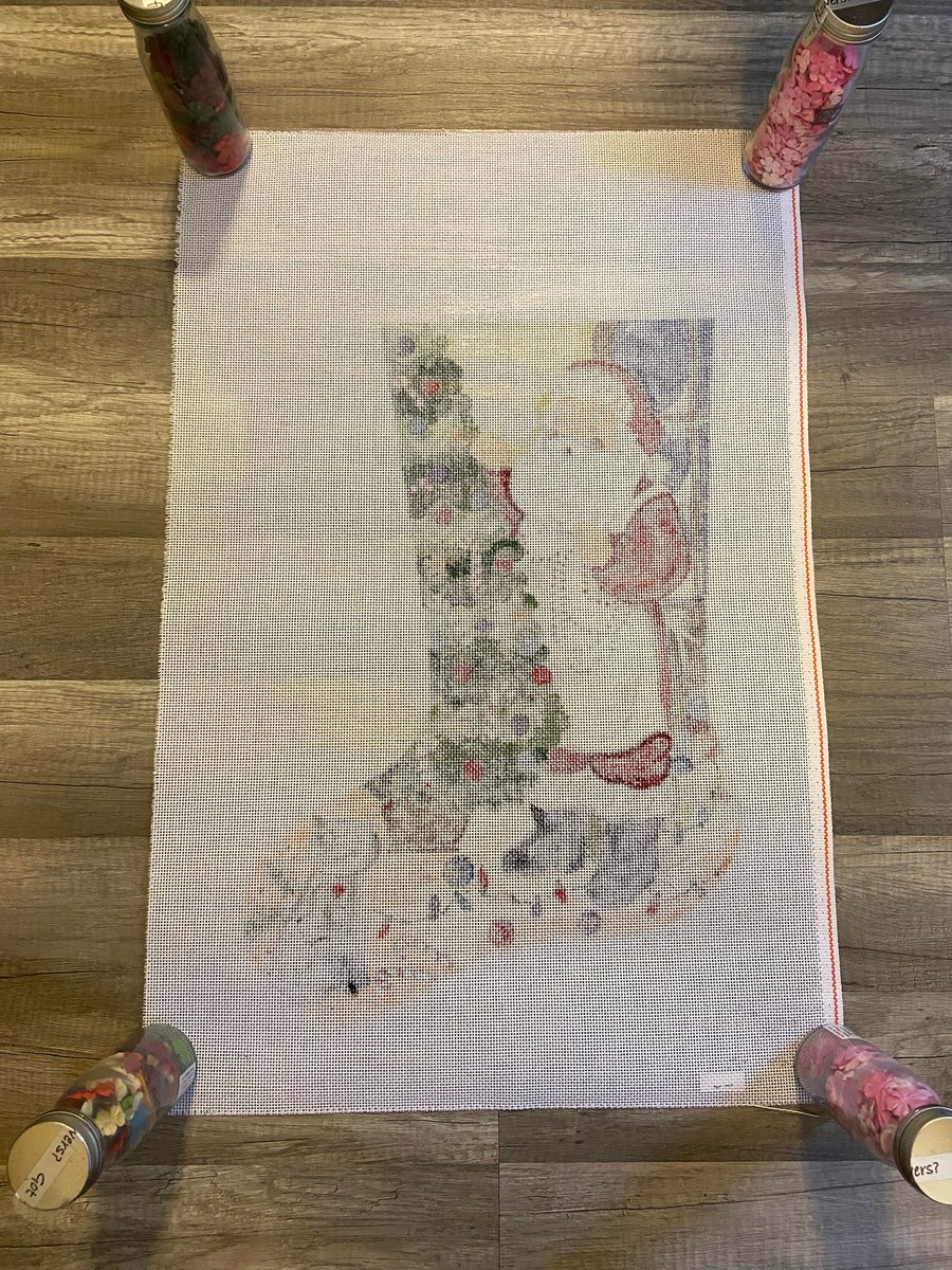 New Vintage ALEXA Santa Claus Cat Christmas Tree Decorating 7200 Stocking Handpainted Needlepoint Holiday Canvas Embroidery