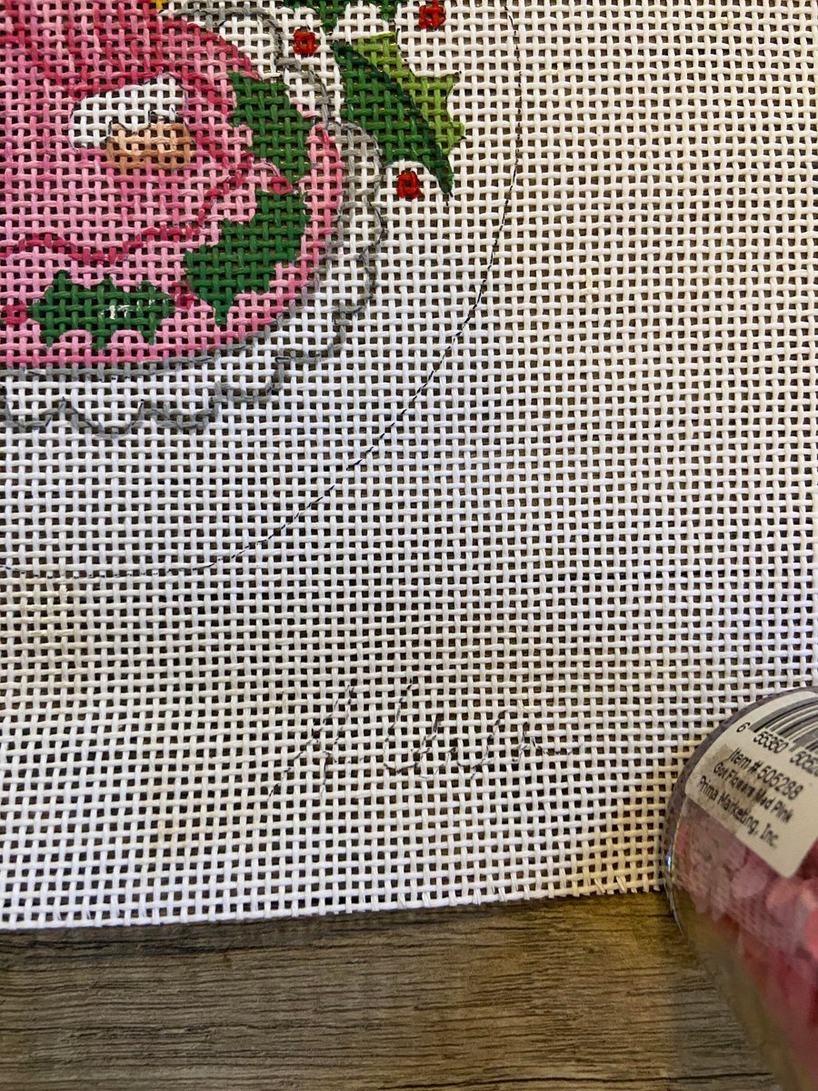 Handpainted Needlepoint Christmas Stocking Vintage ALEXA DESIGNS Santa with Stockings Canvas Embroidery Decor