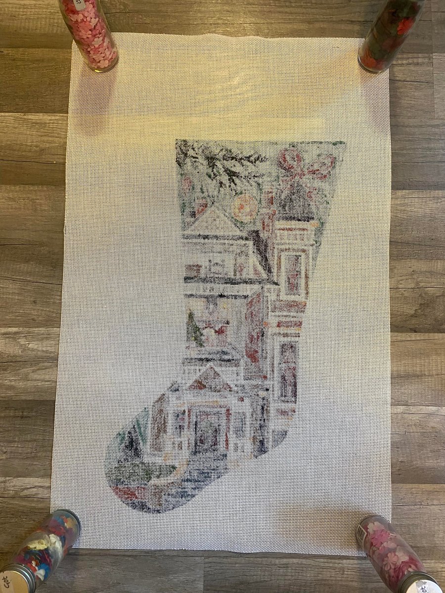 Vintage Handpainted PETER ASHE Needlepoint Victorian Christmas Stocking Canvas Holiday Decor 1980