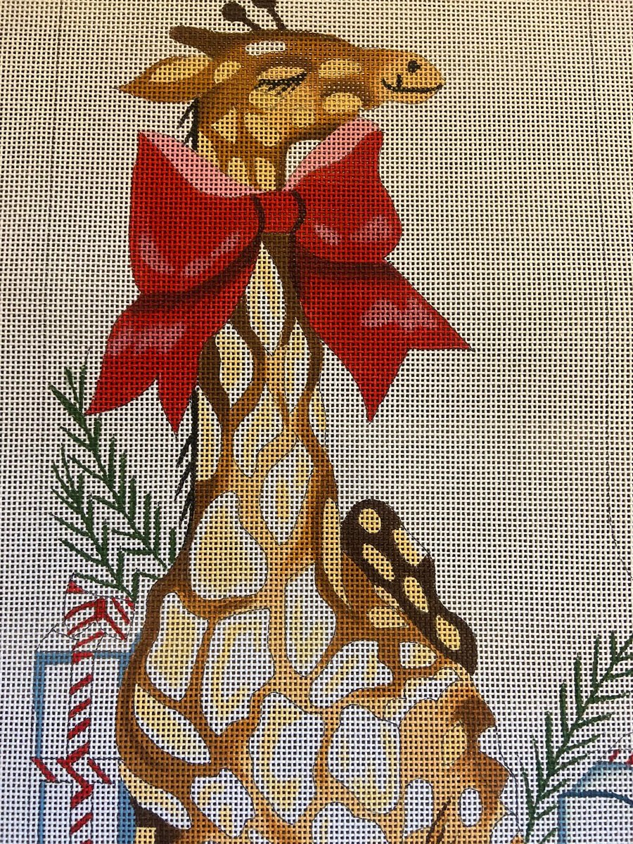 Needlepoint Giraffe Christmas Stocking Canvas Handpainted SUSAN ROBERTS CE 1425 Holiday Decor