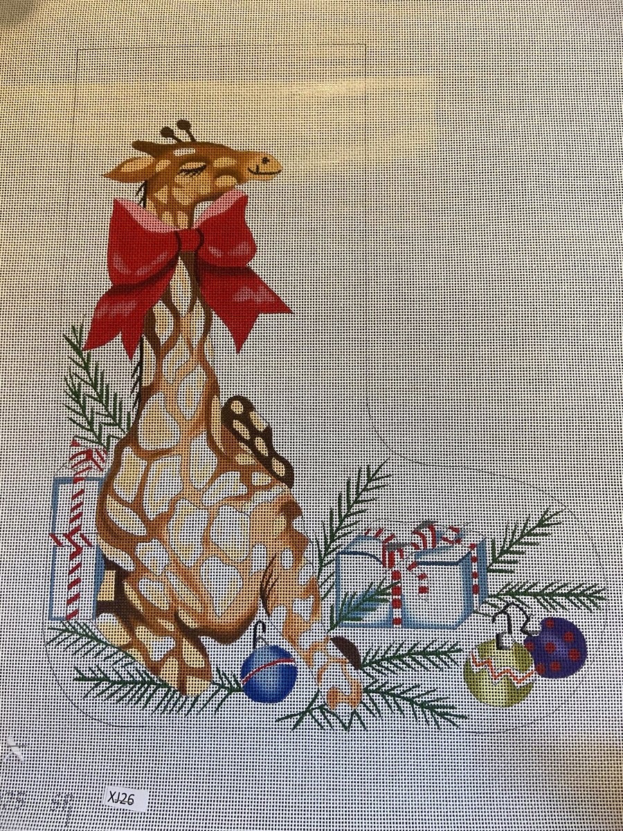 Needlepoint Giraffe Christmas Stocking Canvas Handpainted SUSAN ROBERTS CE 1425 Holiday Decor